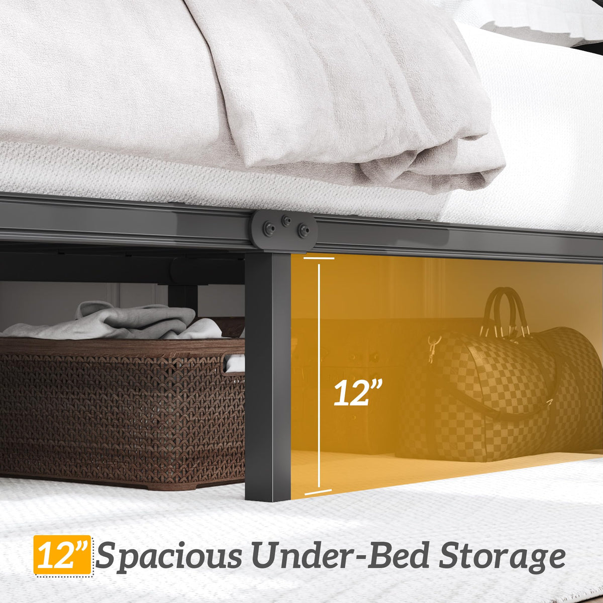 Queen Upholstered Button Tufted Bed Frame with Storage Y9102