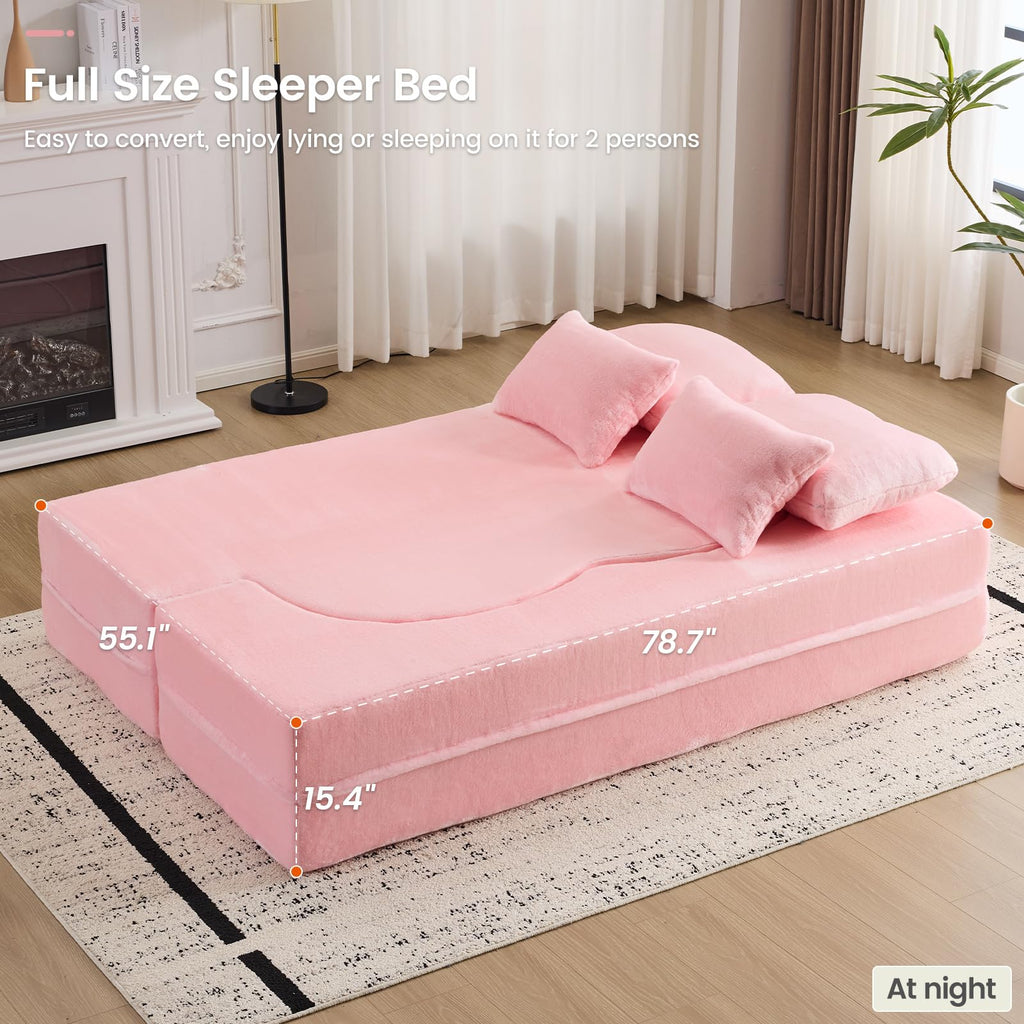 Pink Convertible Sofa Bed K579256