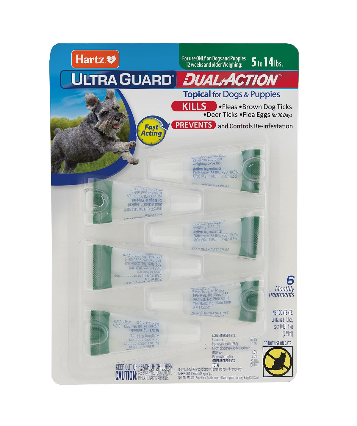 Flea & Tick Topical Dog Treatment 6 Months 5-14 Pound Dogs 6-count J609648