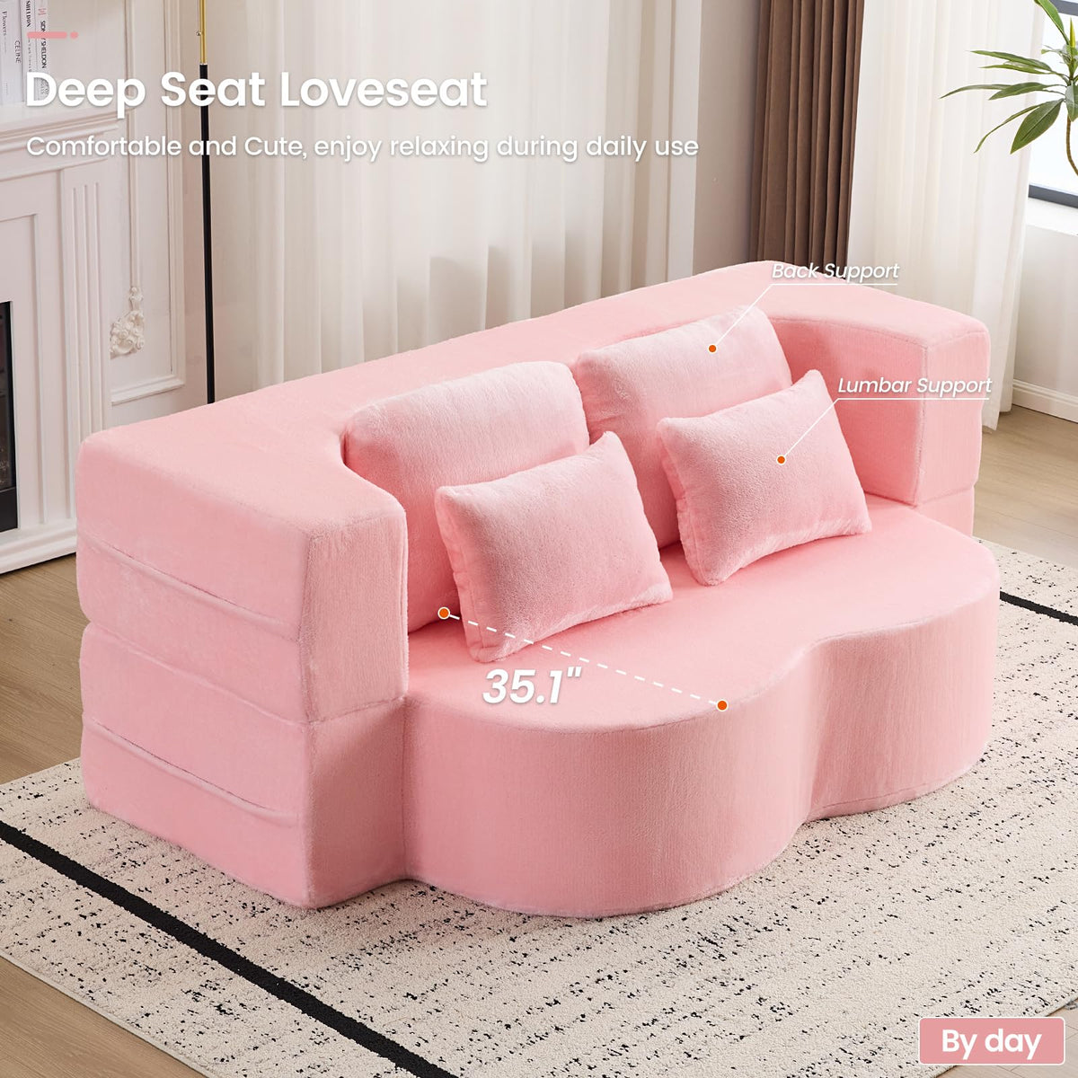 Pink Convertible Sofa Bed K579256