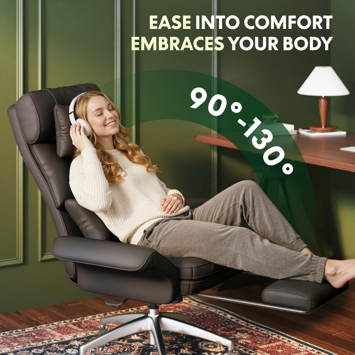Oversized Brown Convertible Office Chair A75932