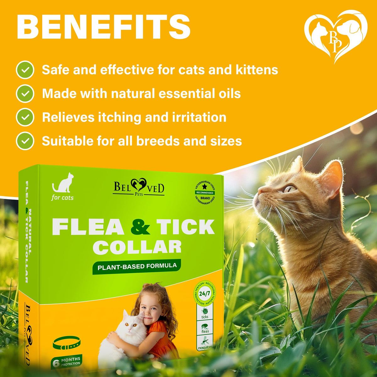 Natural Flea & Tick Collar for Cats 1 Pack F6907