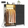 Dresser with Hanging Rod, Closet Organizer with 6 Fabric Drawers D2078