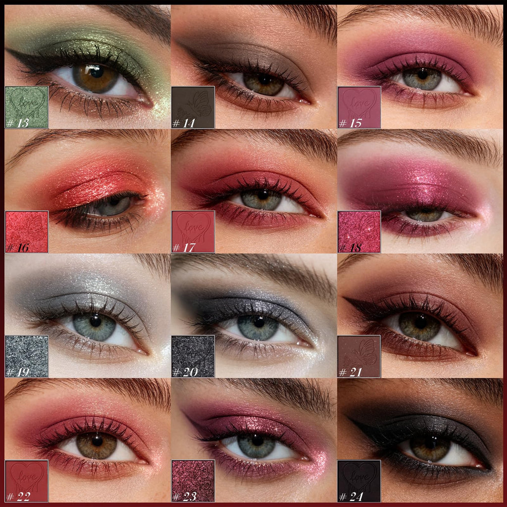 Dark Red Black Burgundy Gray Eyeshadow Palette G40393