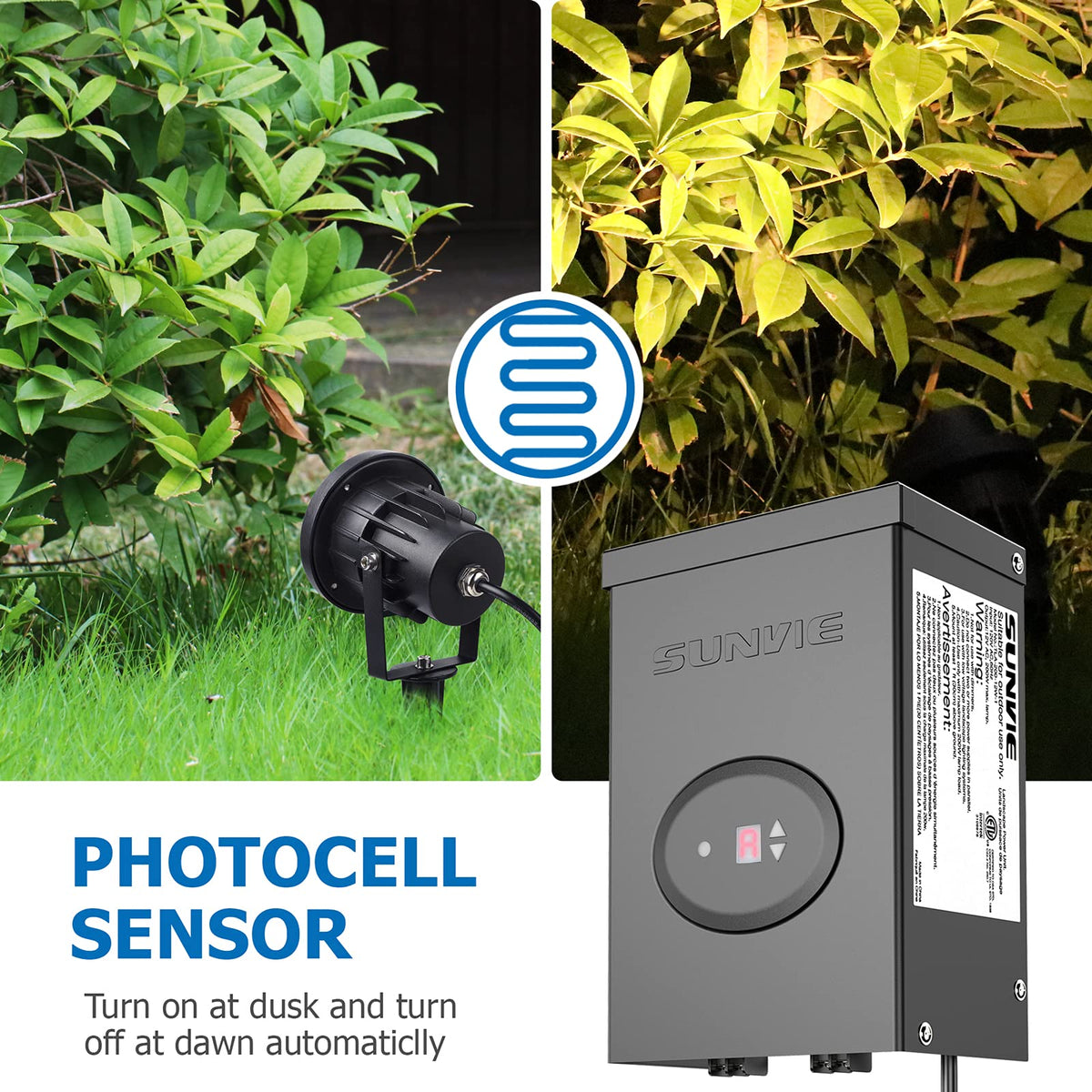 200W Low Voltage Landscape Lighting Transformer with Timer and Photocell Sensor S757479