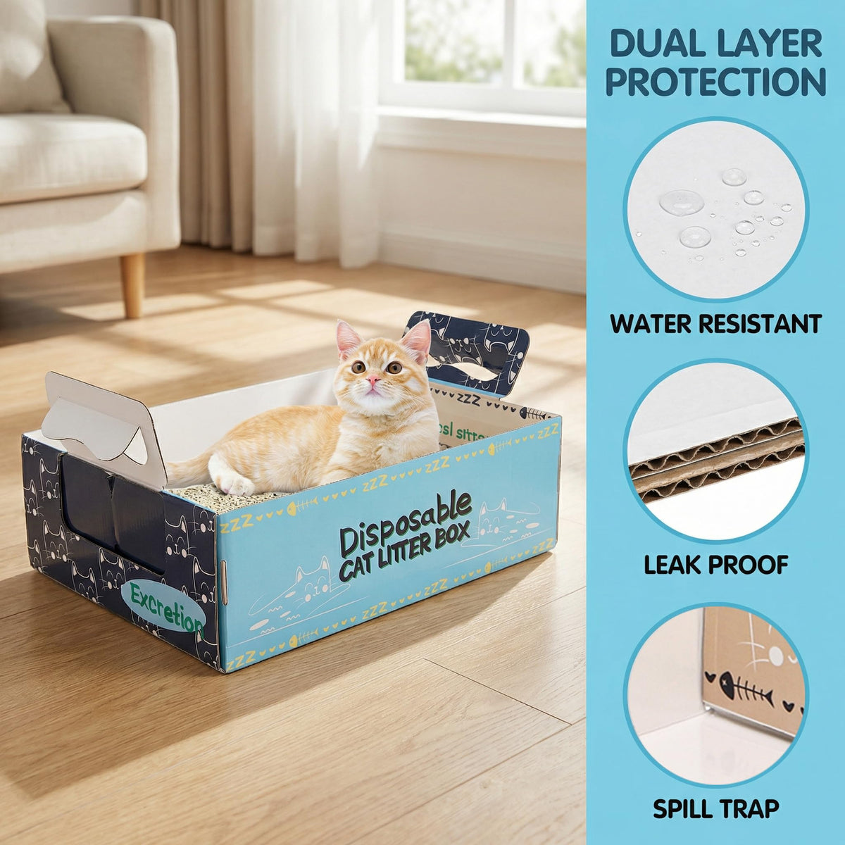 8 Pcs Disposable Cat Litter Box with Scoops P917603