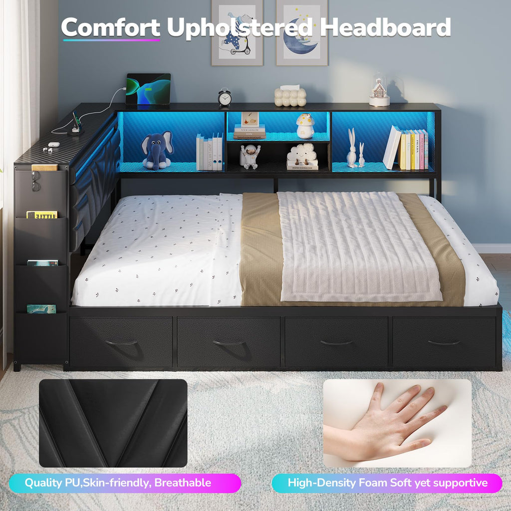 Full Corner Bed with Drawers Z20709