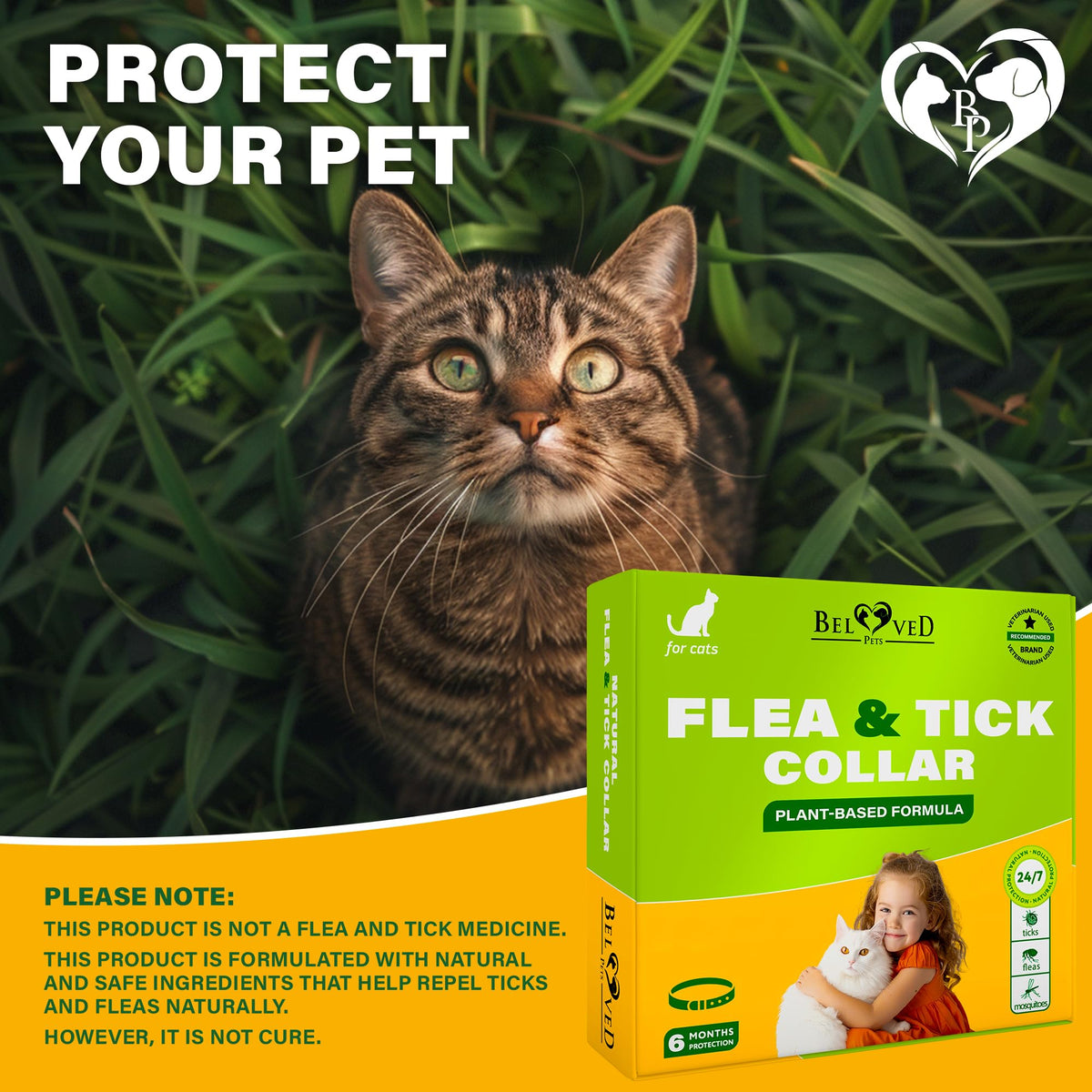 Natural Flea & Tick Collar for Cats 1 Pack F6907