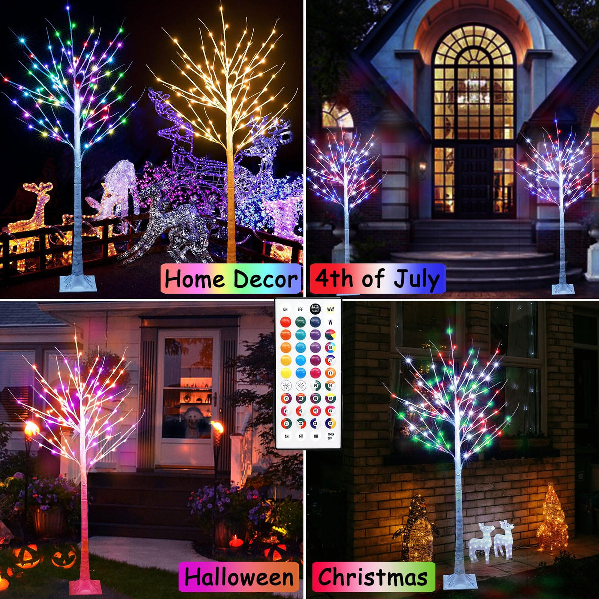 7Ft Birch Tree with LED Lights J46598
