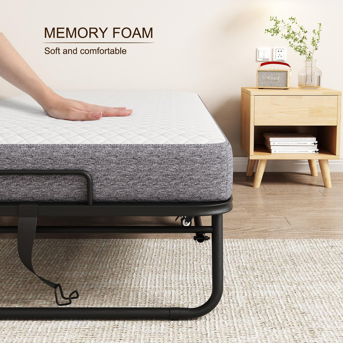 Folding Bed with 5" Memory Foam Mattress Twin Size Metal Frame S84350