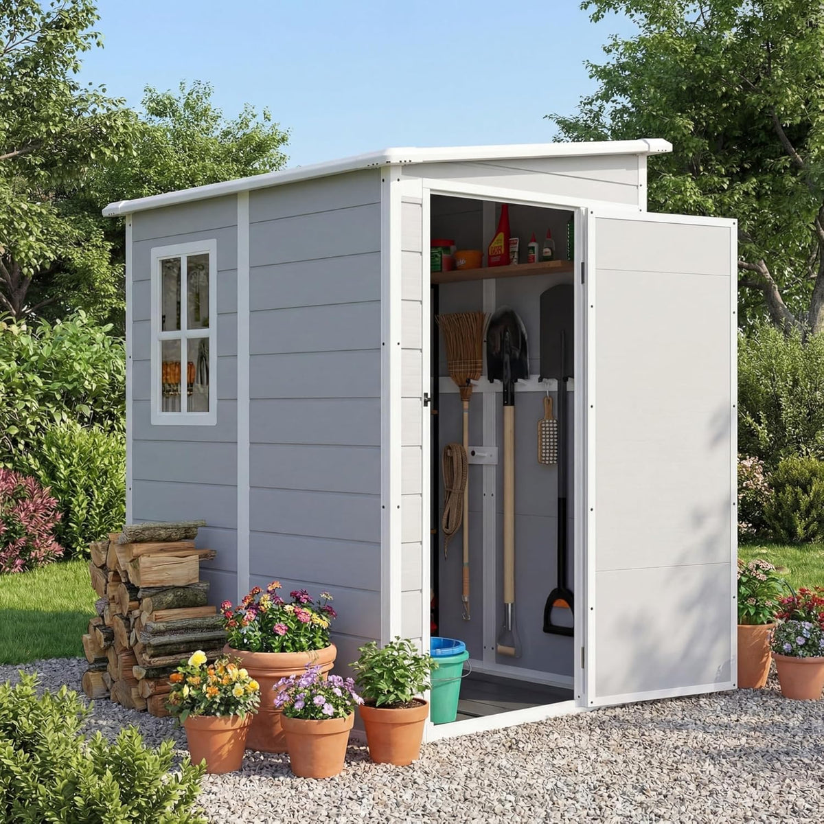 5 x 4 FT Plastic Outdoor Storage Shed with Floor D23837