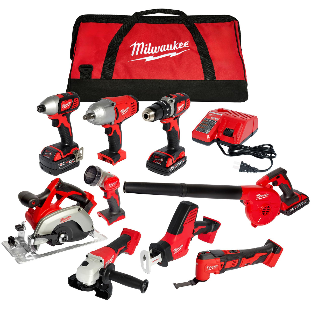 18-Volt Lithium-Ion Cordless 9-Tool Combo Kit with 2-Batteries Y38901