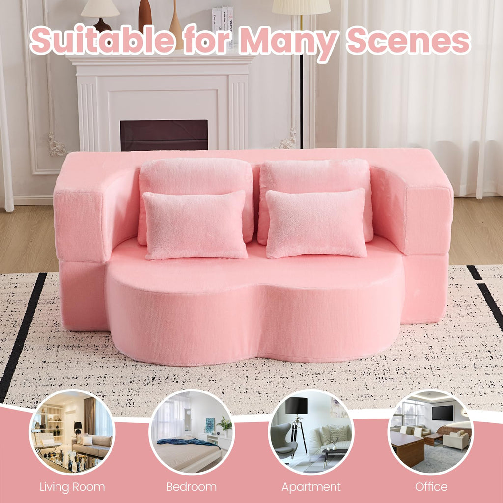 Pink Convertible Sofa Bed K579256