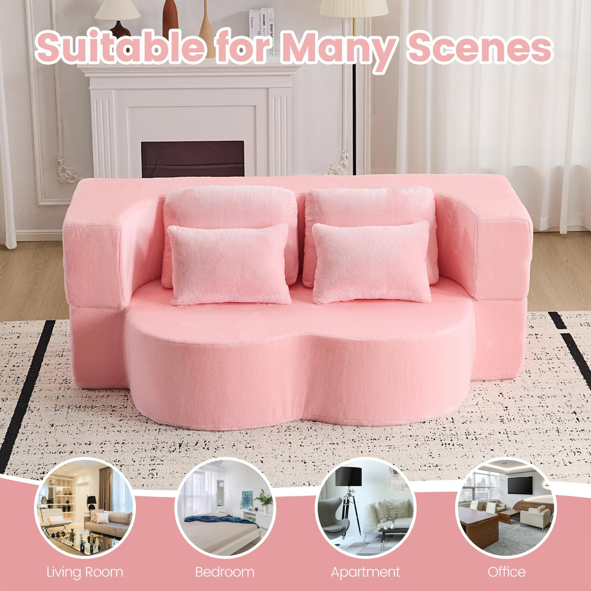 Pink Convertible Sofa Bed K579256