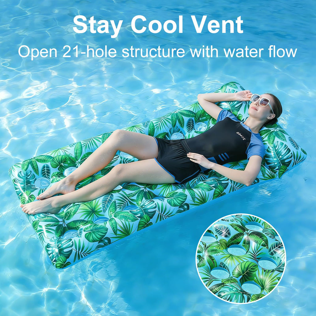 2 Pack Inflatable Pool Lounger with Headrest Drink Holder D53299