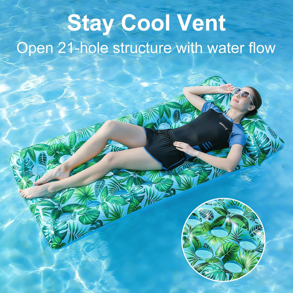 2 Pack Inflatable Pool Lounger with Headrest Drink Holder D53299