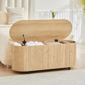 Natural Fluted Storage Bench with 4 Wheels U93916