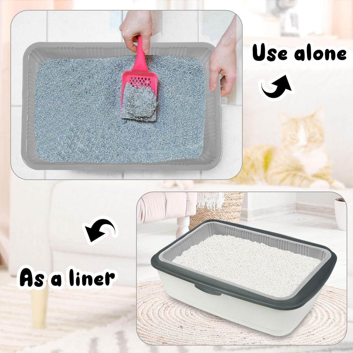 30 Pack Disposable Litter Boxes for Cats Gray C24060