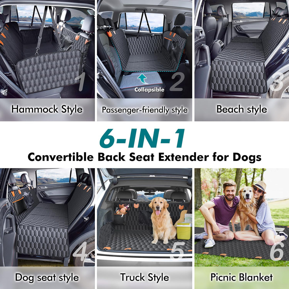 XL Waterproof Dog Back Seat Extender H2610