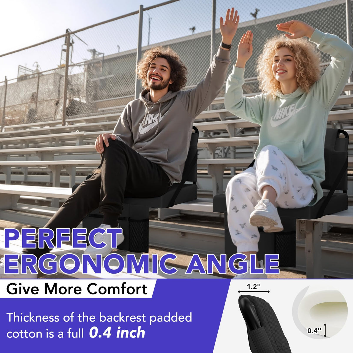 Adjustable Bleacher Chair with Back Support and Cup Holder Y761100