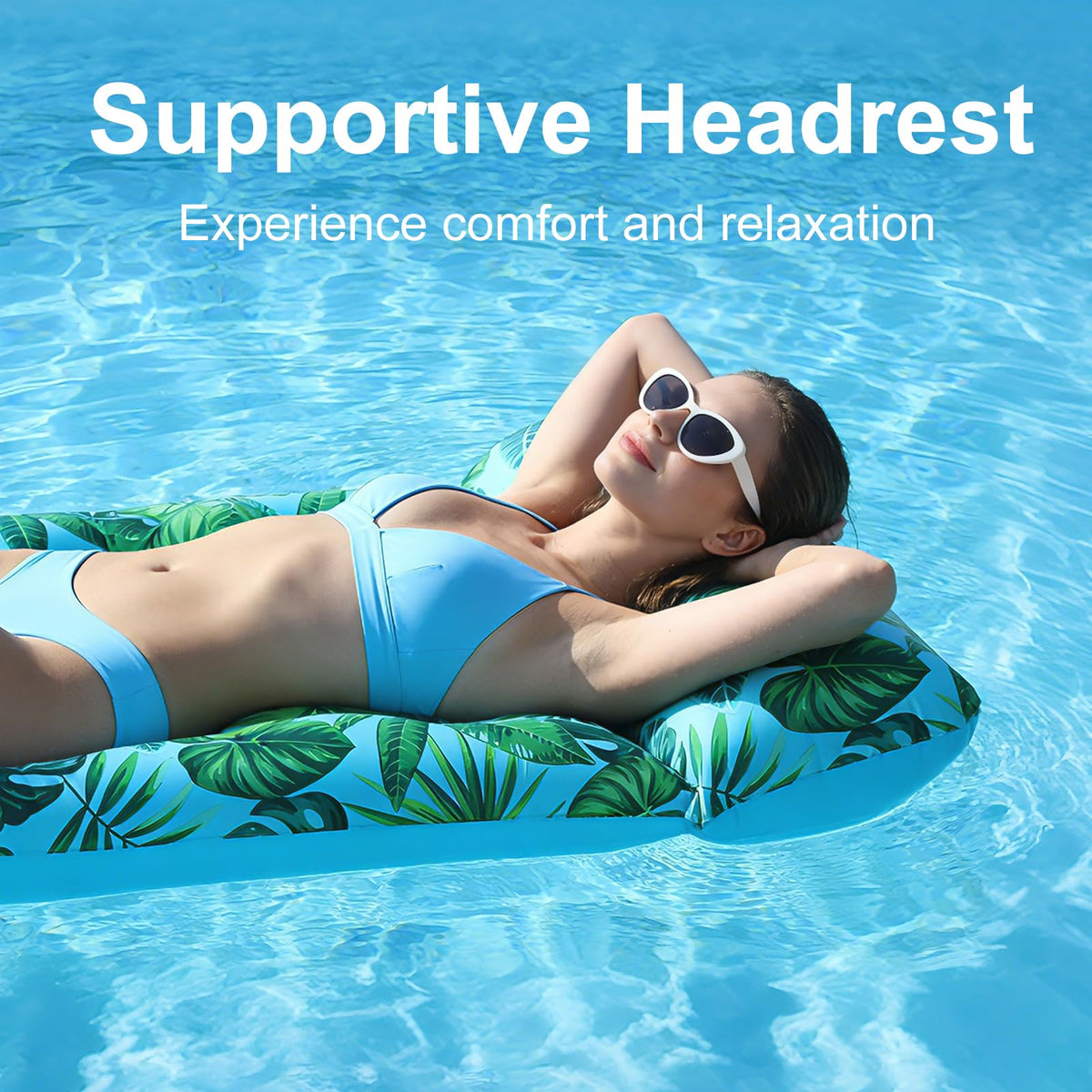 2 Pack Inflatable Pool Lounger with Headrest Drink Holder D53299