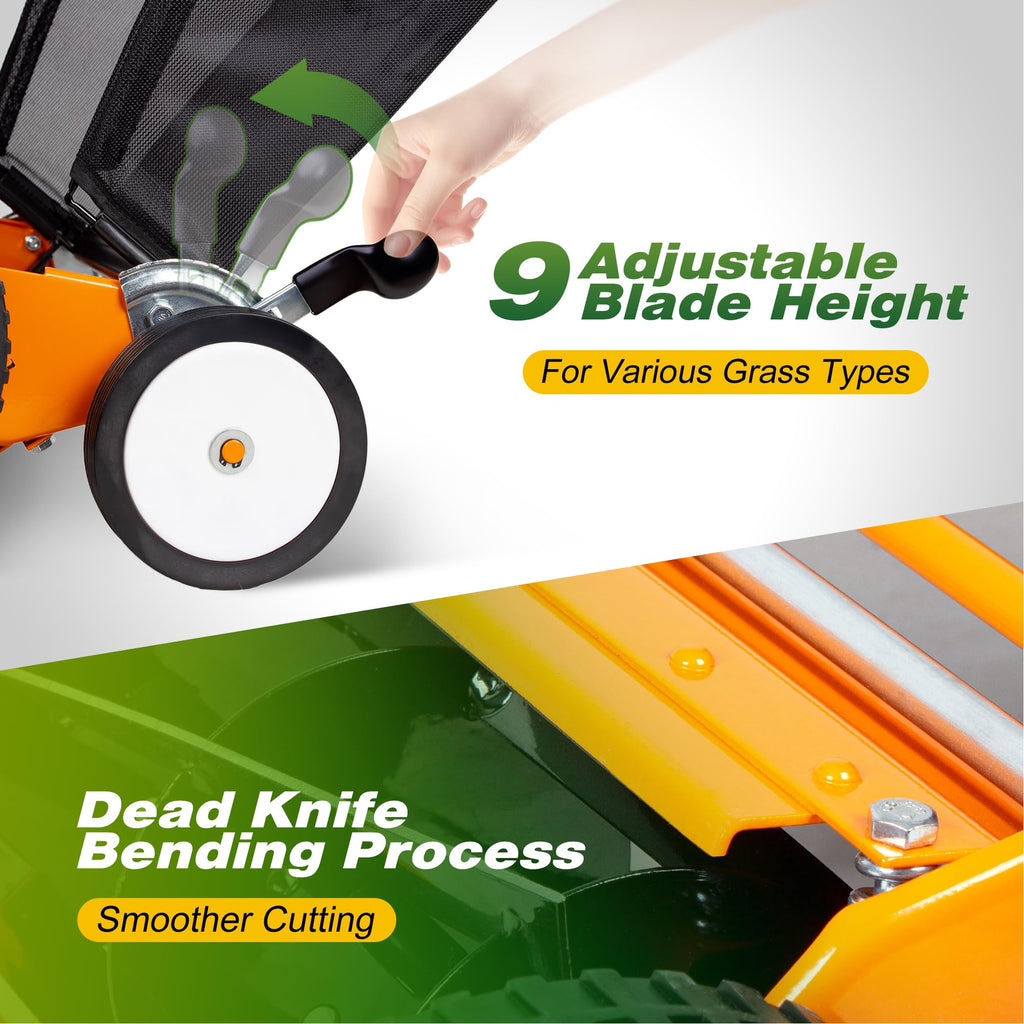 20-Inch 5-Blade Manual Reel Lawn Mower with Grass Catcher A493