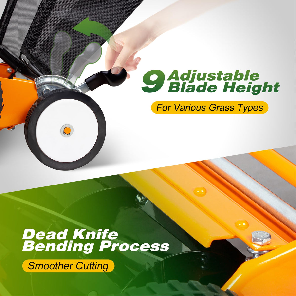 20-Inch 5-Blade Manual Reel Lawn Mower with Grass Catcher A493