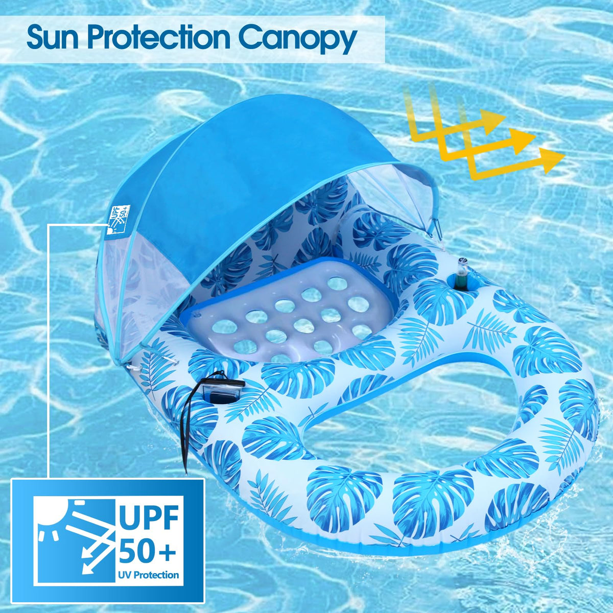 Extra Large Inflatable Pool Lounge Float with Canopy M476