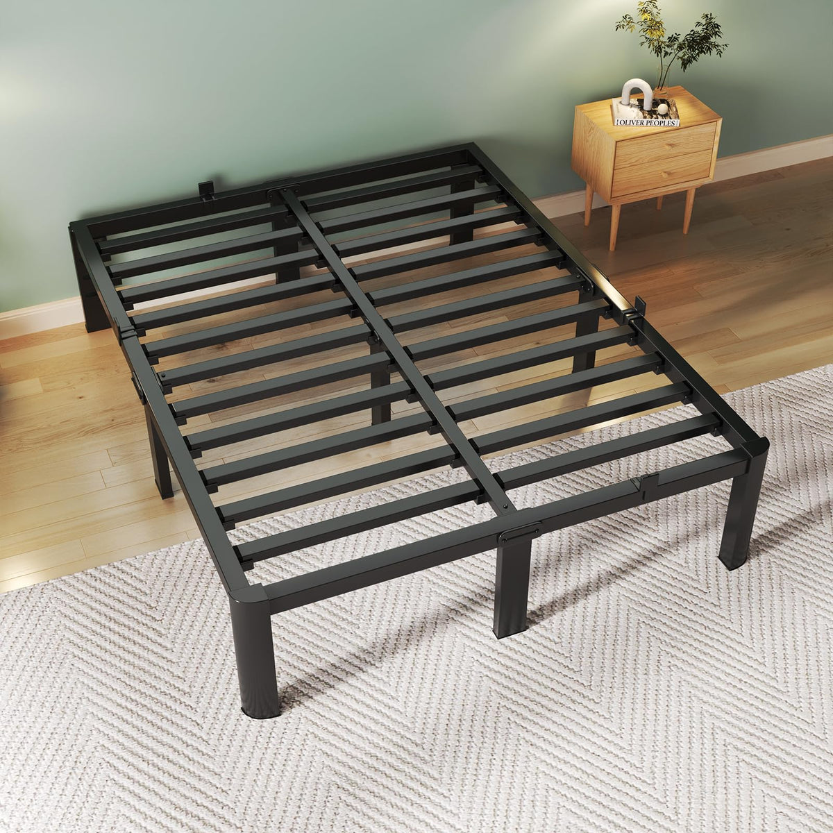 Queen Size 18 Inch Metal Platform Bed Frame F45473