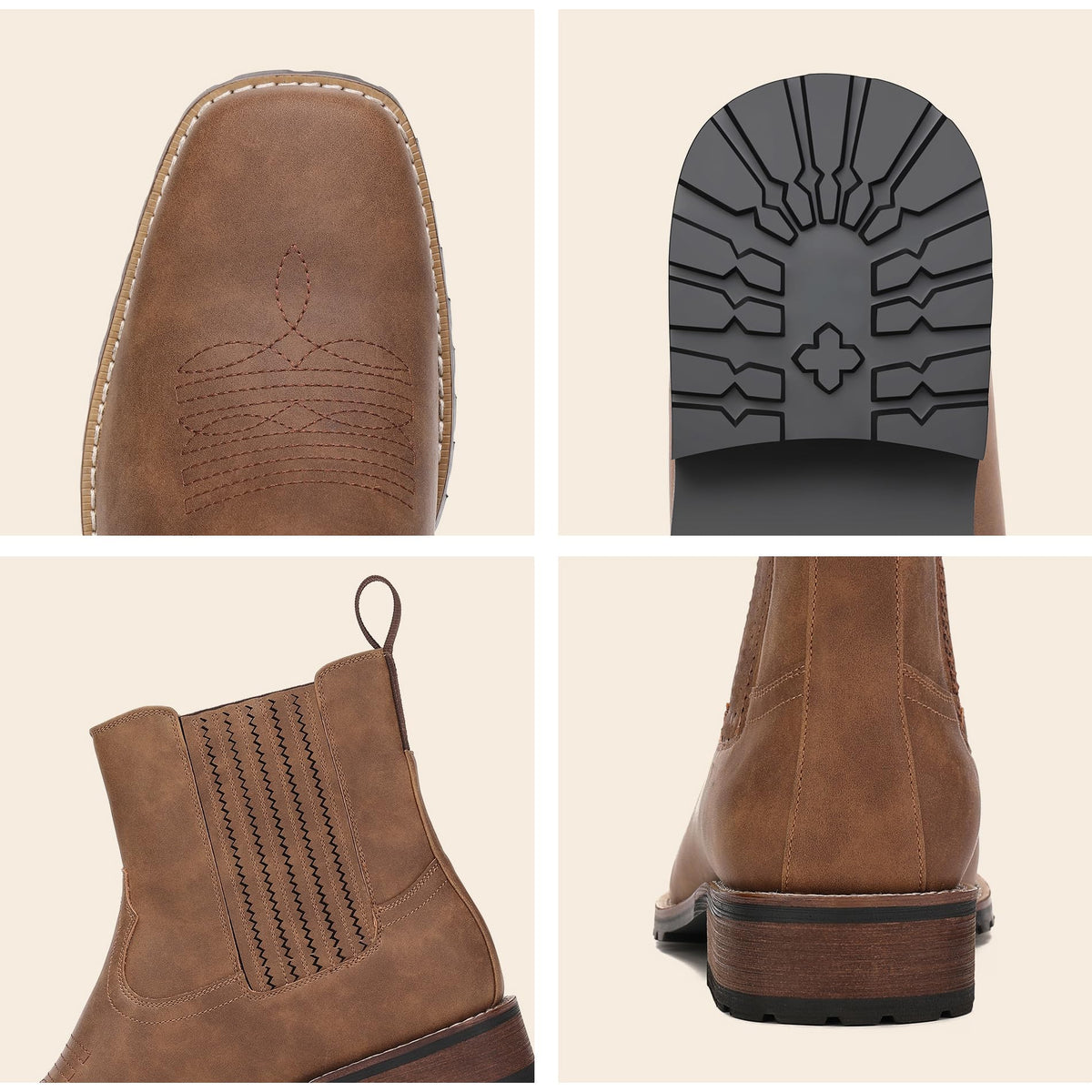 Cowboy Boots for Men Embroidery Square Toe V5803