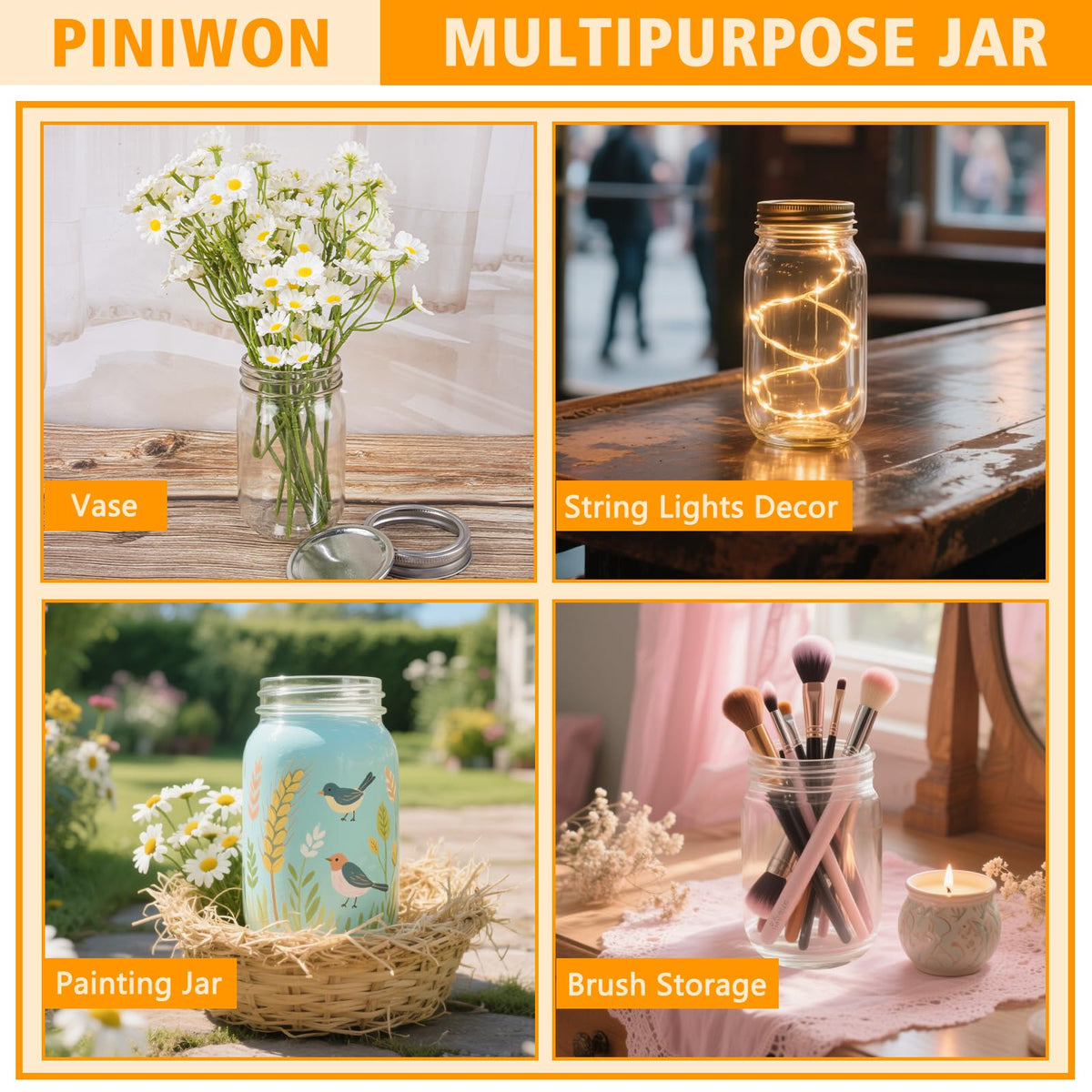 12 oz Mason Jars with Lids and Bands, 20 Pack T7709