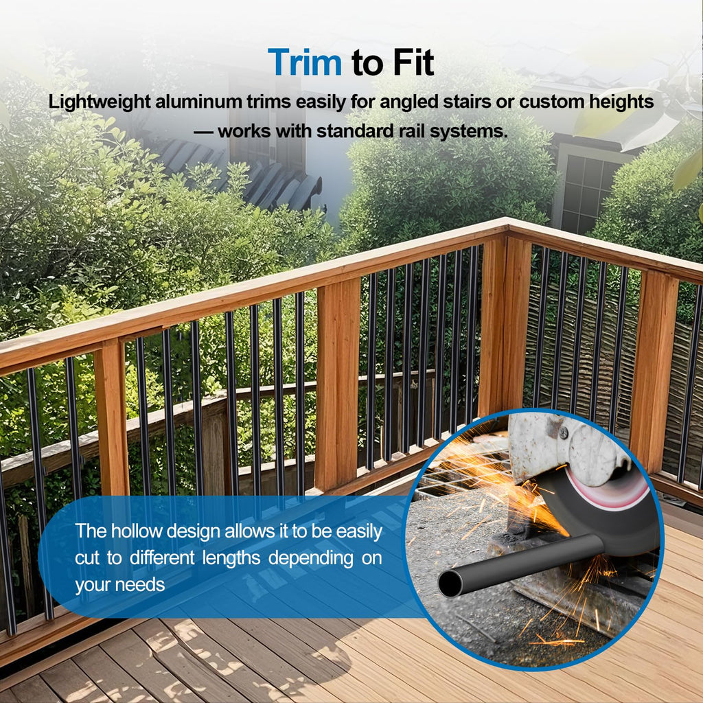 Black Aluminum Deck Balusters 32in x 3/4in 100 Pack E469683