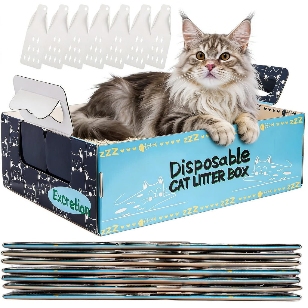 8 Pcs Disposable Cat Litter Box with Scoops P917603
