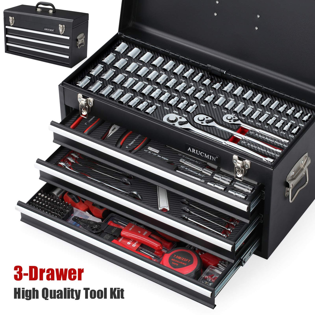 438-Piece Mechanics Tool Set with 3-Drawer Metal Box C973539