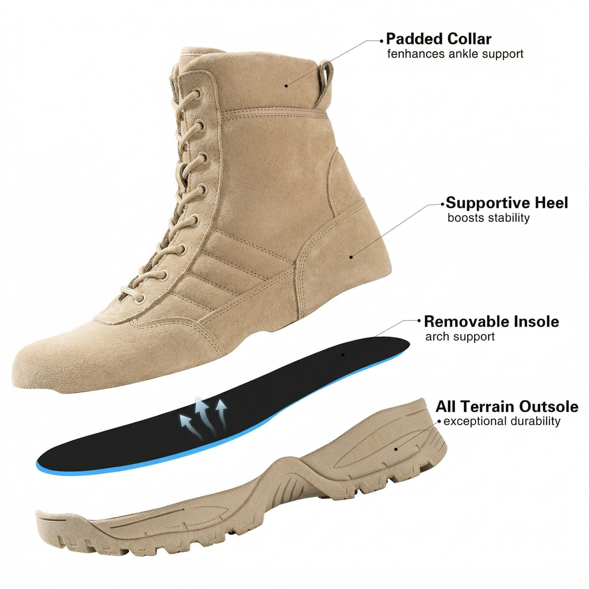 Men's Side Zipper Tactical Work Boots I738