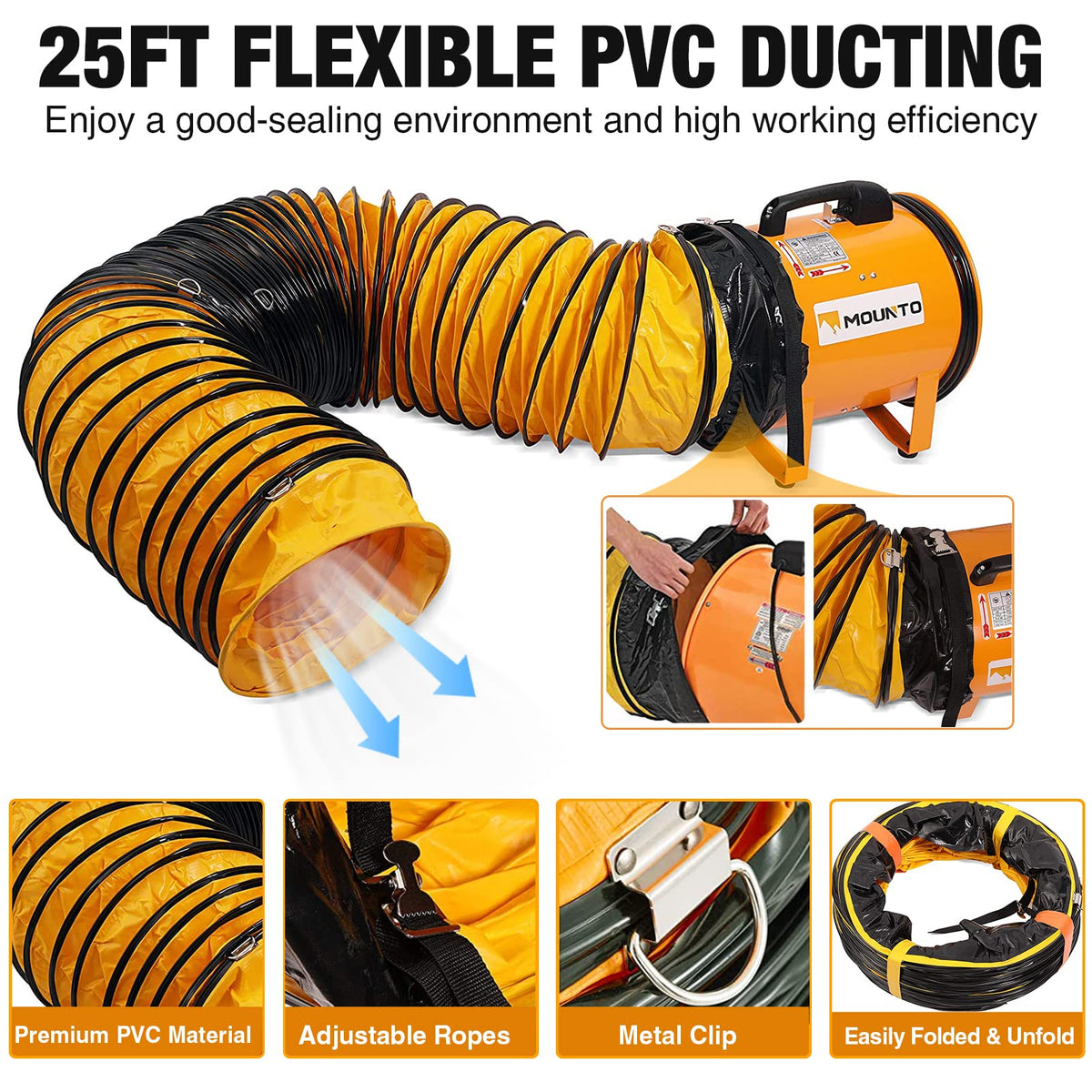 12-Inch Heavy Duty Cylinder Axial Fan with 25-Foot Vinyl Hose X863