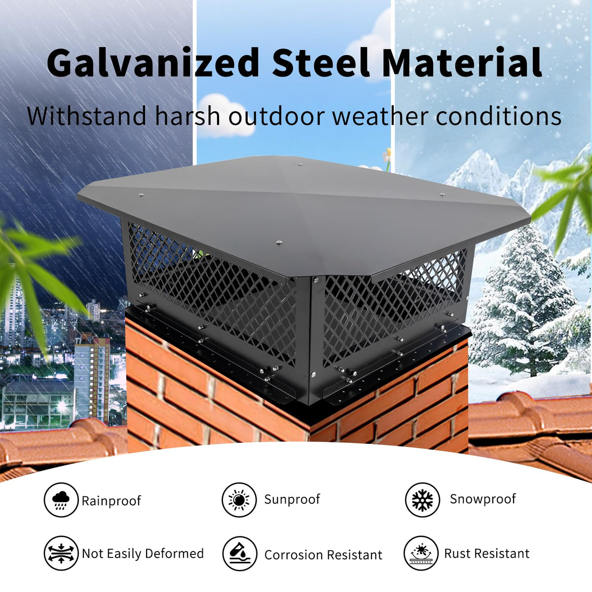 Black Galvanized Steel Chimney Cap C71997