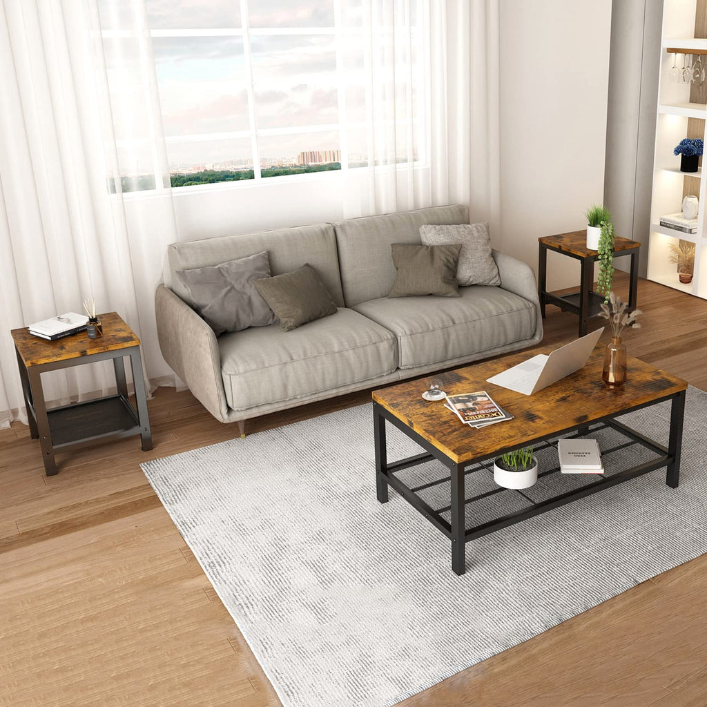 3 Pieces Coffee Table Set with 2 End Side Tables I153