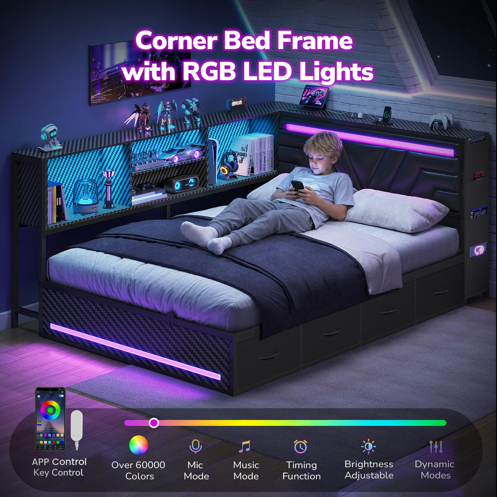 Full Corner Bed with Drawers Z20709