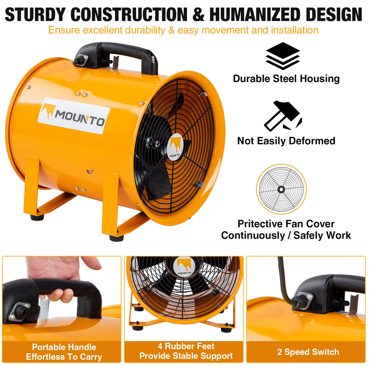 12-Inch Heavy Duty Cylinder Axial Fan with 25-Foot Vinyl Hose X863