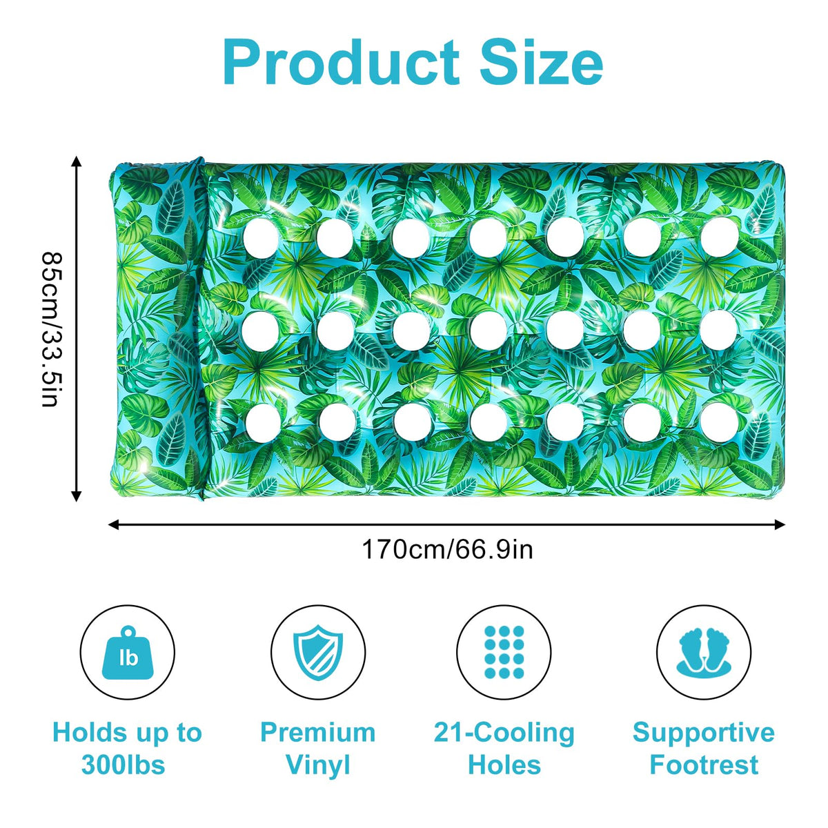 2 Pack Inflatable Pool Lounger with Headrest Drink Holder D53299