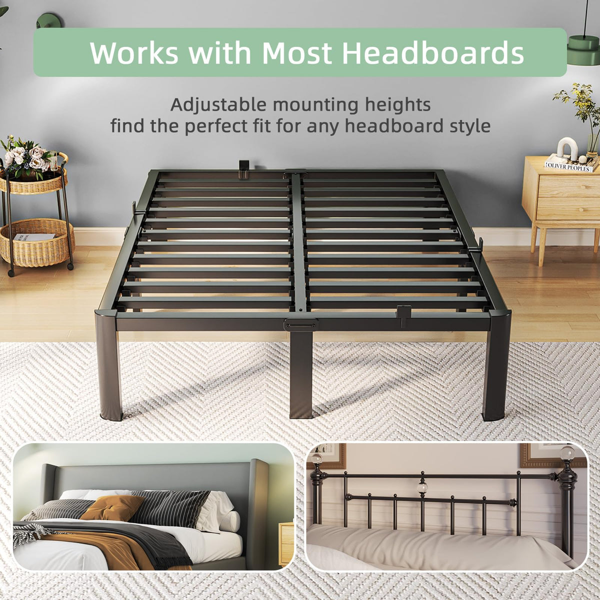 Queen Size 18 Inch Metal Platform Bed Frame F45473
