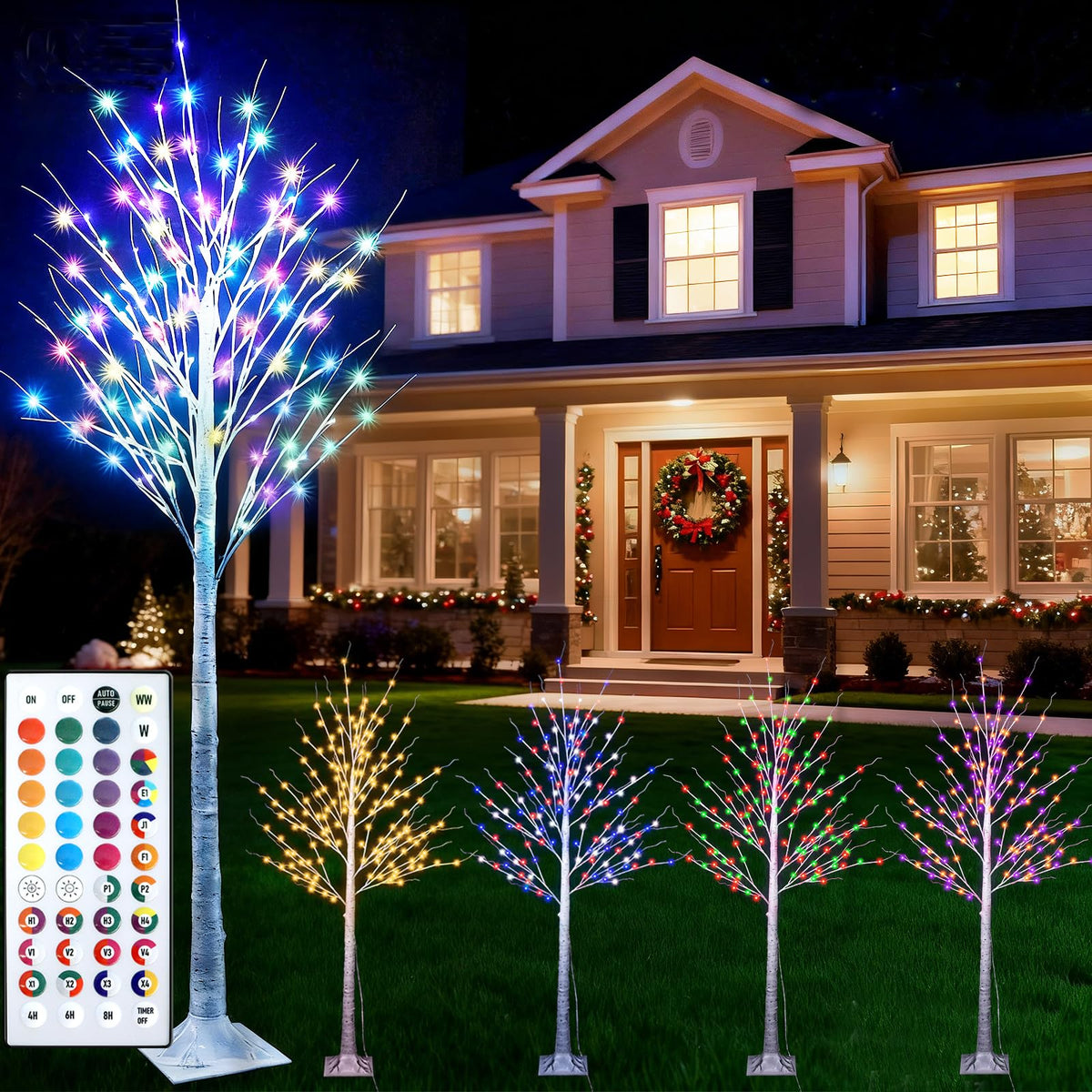 7Ft Birch Tree with LED Lights J46598