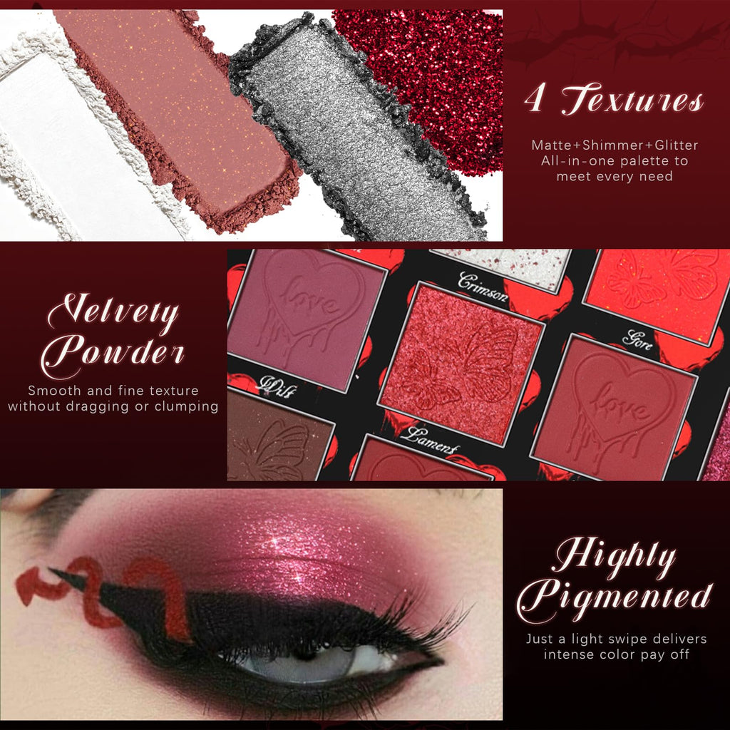 Dark Red Black Burgundy Gray Eyeshadow Palette G40393