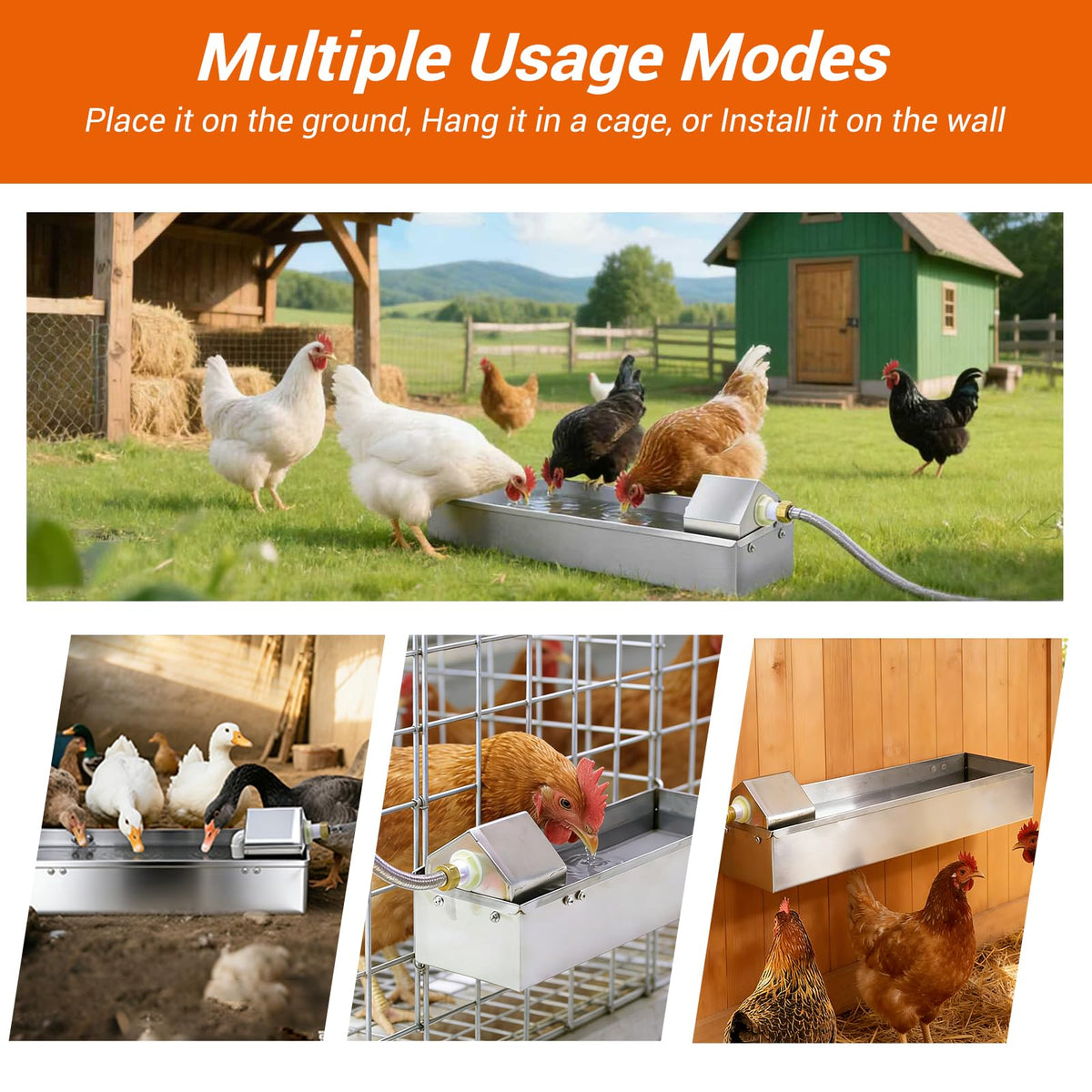 1 Gallon Stainless Metal Automatic Chicken Waterer Dispenser H81149