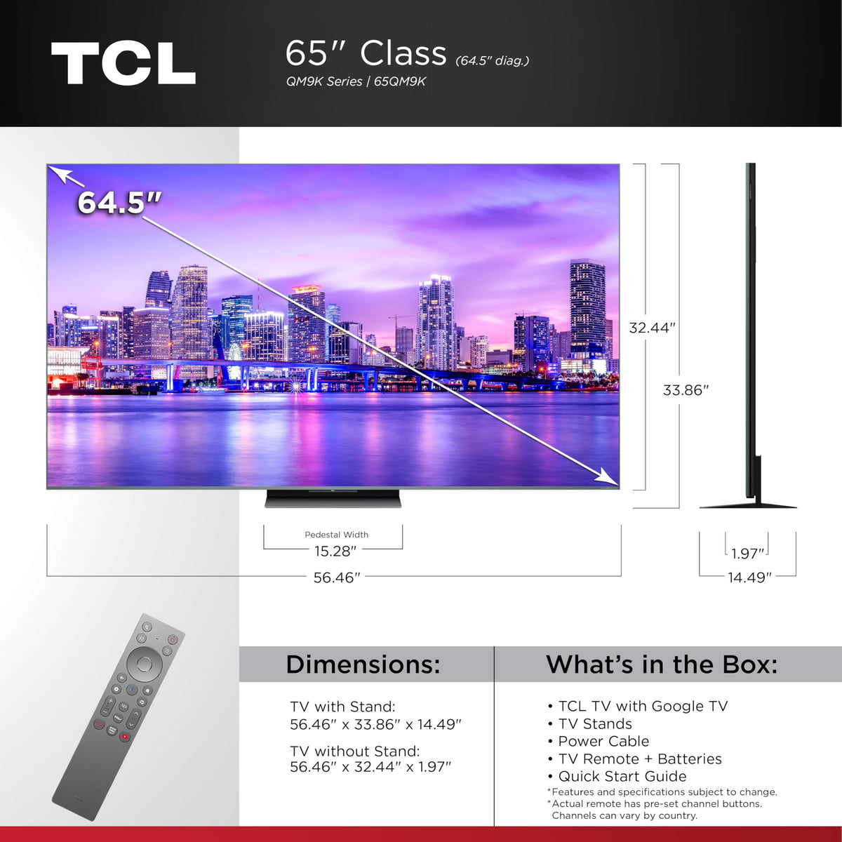 65 Inch Mini LED QLED 4K 144HZ Google TV Z86961
