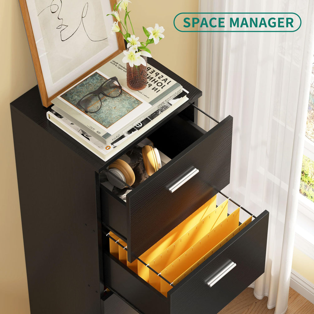Black 4-Drawer File Cabinet with Lock F20817