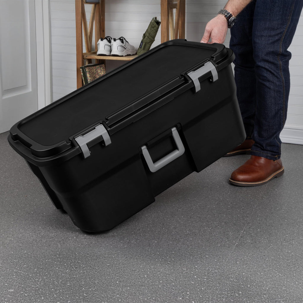 Black 22Gal Wheeled Lockable Storage Footlocker J1462