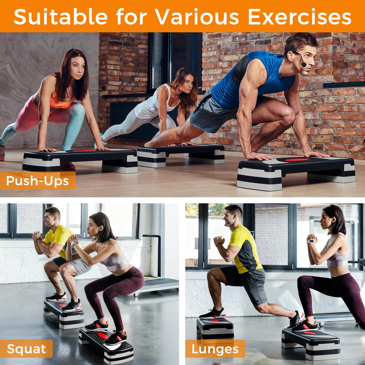 31" Adjustable Aerobic Step Platform with 4 Stackable Risers S96219