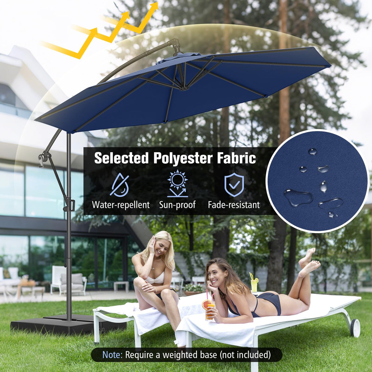 10 FT Navy Offset Cantilever Umbrella Z246